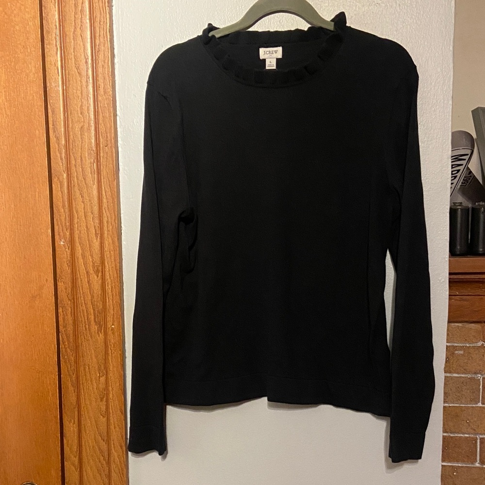 JCrew womens  sweater with ruffle neck Long Sleeve NWT size L